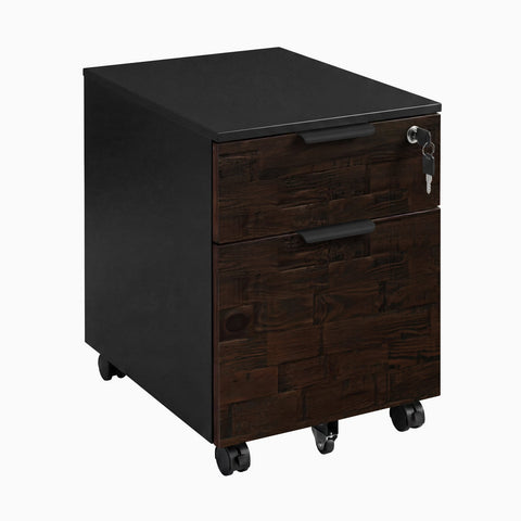 Desky Minimal Filing Cabinet - Black / American Rustic Pine Softwood