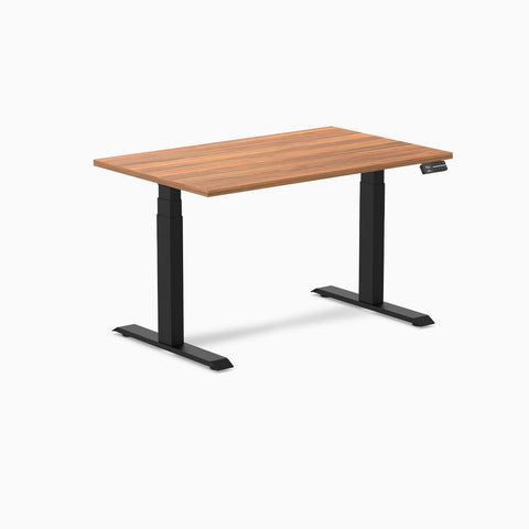 Desky Dual Melamine Sit Stand Desk 120cm Prime Oak Desktop and Matte Black Frame