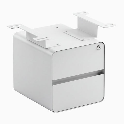 Desky Minimal Under Desk Cabinet - White Melamine / White