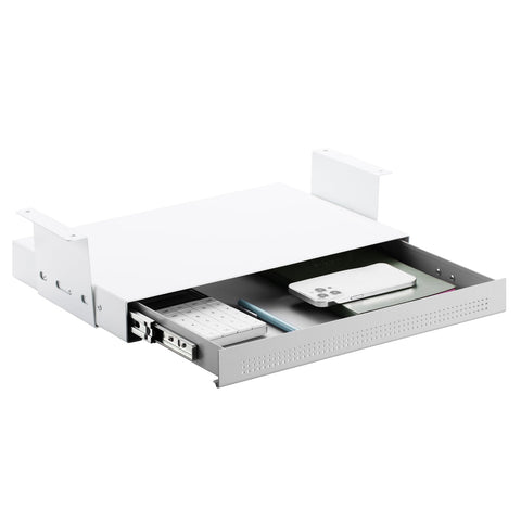 Desky Ultra Slim Under Desk Drawer - Book Gap / White