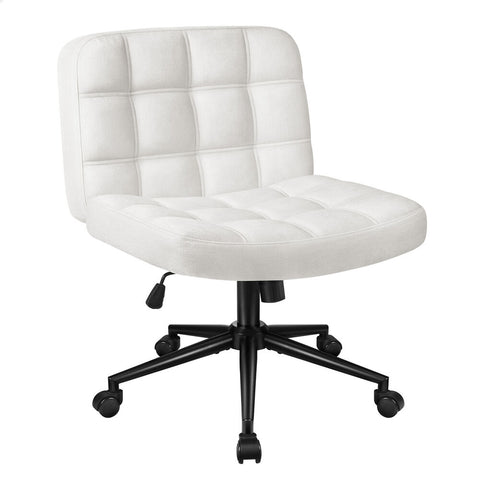 ALFORDSON Office Desk Chair Computer Armless Wide Seat Mid Back Chenille (White)