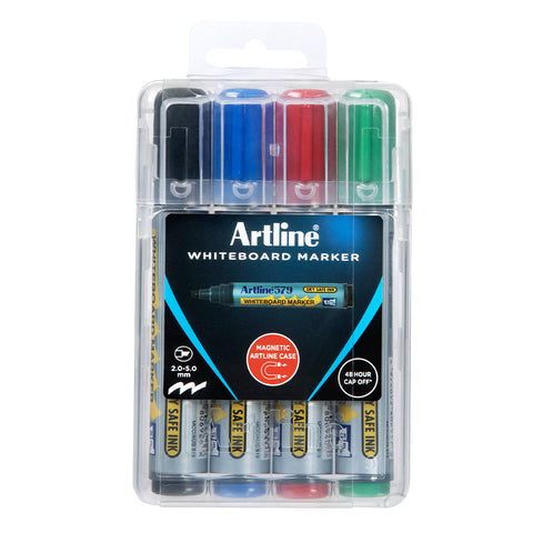 Artline 4pc Whiteboard Marker 2.0-5.0mm Nib Dry-Safe Ink Art/Craft Writing Set