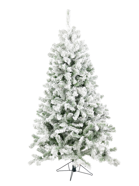 Christmas Warehouse - TREEDS23 2.3m Dawn White Heavily Flocked Christmas Tree | 1144 Tips & Hinged Branches Green with White