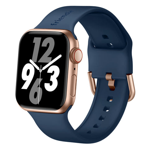 Friendie Byron Silicone Sports Band for Apple Watch 7/8/9/10/11/SE  (Navy/Gold) [Small] 38/39/40/41/42mm