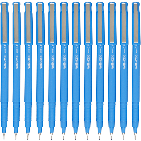 Artline Box 12 200 Fineliner Pen 0.4mm (Bright Light Blue)