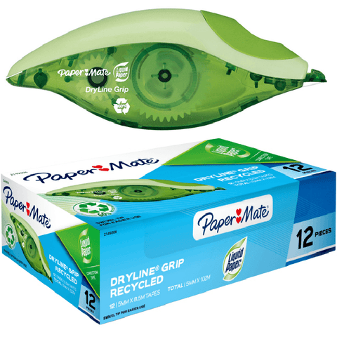 Papermate Liquid Paper Dryline Grip Correction Tape 5mmx8.5m [Box 12]