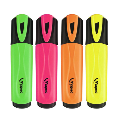 Maped Flu Quality Neon Highlighter (Assorted Colours) [4-Pieces]