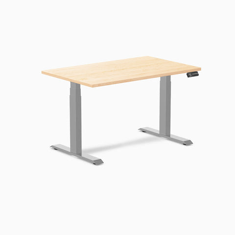 Desky Dual Hardwood Sit Stand Desk 120cm Maple Desktop and Grey Frame