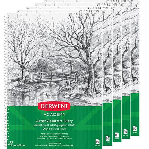 Derwent Academy Visual Art Diary Portrait Book 80 Pages A3 5 Pack