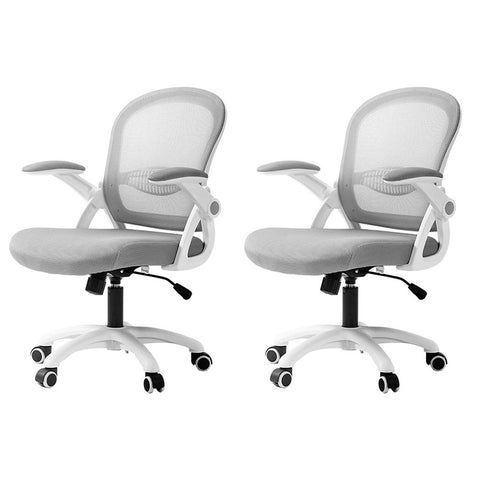 Artiss 2x Mesh Office Chair Computer Chairs Work Study Mid Back Grey