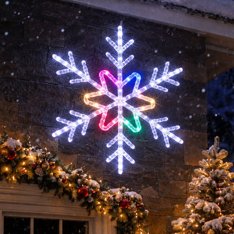 Lexi Lighting 50cm Snowflake With Shooting Star Effect - White + Multicolour