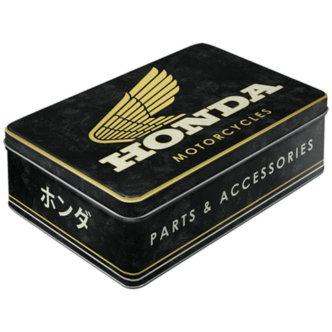 Nostalgic-Art Flat Storage Tin Honda MC Parts and Accessories 23x16x7cm (Gold)