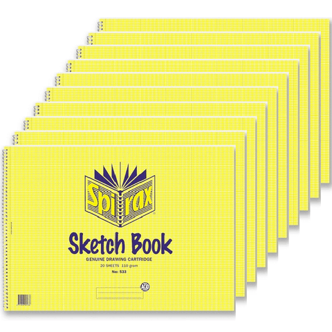 Spirax 533 Sketch Book Spiral Bound Genuine Drawing Cartridge 40 Page A3 Pack 10