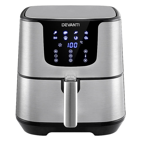 Devanti Air Fryer 7L LCD Fryers (Stainless Steel)