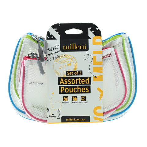 Milleni 3-Piece Travel Toiletry Organizer Pouch Set (Multicolour)
