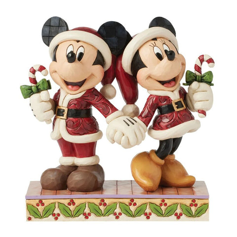 Jim Shore Disney Traditions - Mickey and Minnie Christmas with Candy Canes - Candy Cane Christmas