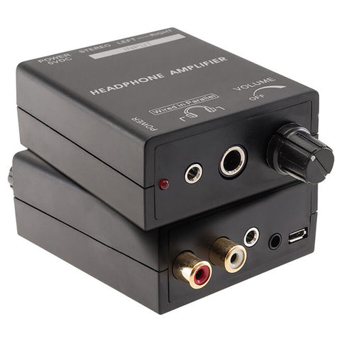 Pro2 Headphone Amplifier with Stereo 3.5mm & RCA Inputs Compact 97x64mm (Black)