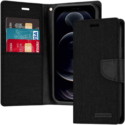 Goospery Canvas Diary for iPhone 15 Pro (Black)
