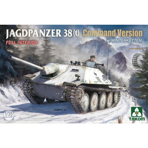 Takom 1/35 Jagdpanzer 38(T) Command Version with Winterketten Plastic Model Kit