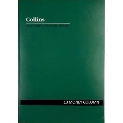 Collins Debden Collins A60 Series Analysis Book 13 Money Column Feint Ruled Stapled 60 Leaf A4 Green