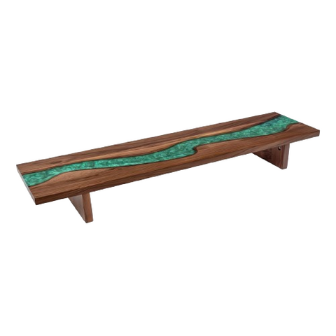 Desky Minimal Monitor Stand - Walnut Emerald River