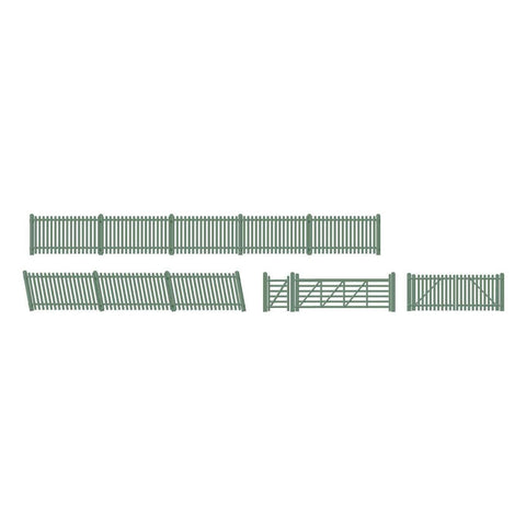Peco OO Ratio Picket Fencing Green (Including Gates and Ramps)