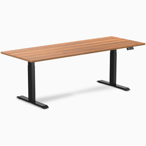Desky Dual Melamine Sit Stand Desk 200cm Prime Oak Desktop and Matte Black Frame