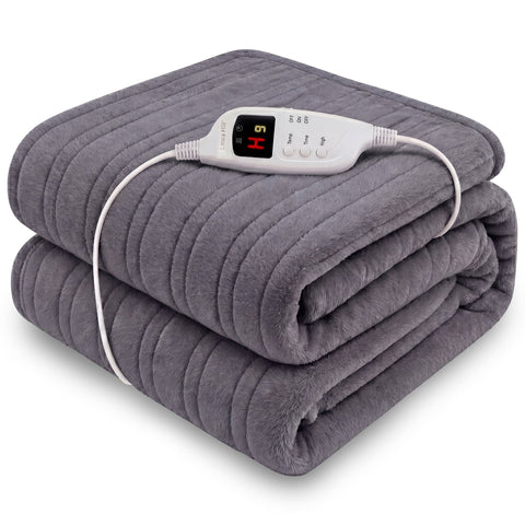 Laura Hill Heated Electric Blanket Fleece Throw (Grey)
