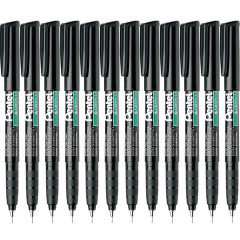 Pentel NMF50 Green Label Permanent Marker 0.5mm (Black) [Box 12]