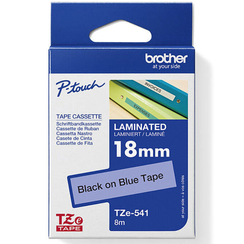 Brother TZE-541 Laminated Labelling Tape 18mm (Black On Blue)