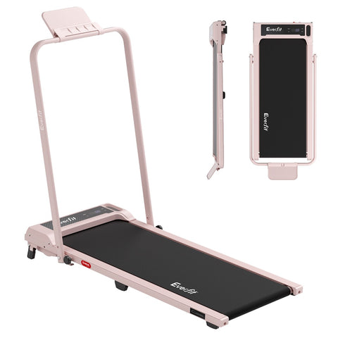 Everfit Walking Pad Treadmill 3in1 12% Incline Foldable Under Desk Pink