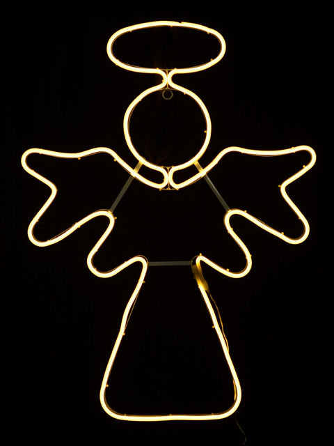 Christmas Warehouse - OUDRS243 82cm Nativity Angel & Halo Outdoor Christmas Warm White Neon LED Display Warm White