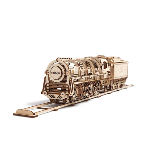 UGears Self Propelled Wooden Puzzle Locomotive with Tender Mechanical