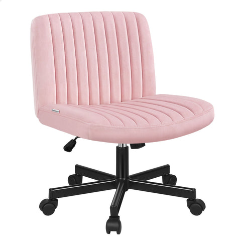 ALFORDSON Office Desk Chair Computer Armless Wide Seat Mid Back Velvet (Pink)