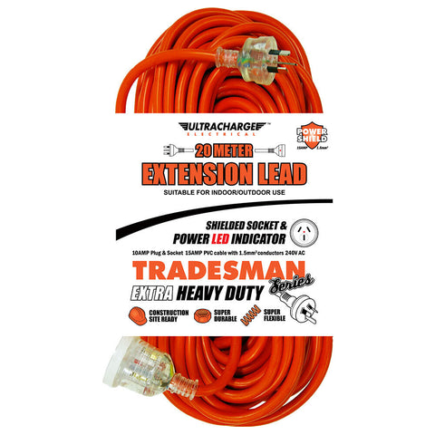 Ultracharge 20m Extra Heavy-Duty Extension Lead 10A (Red)