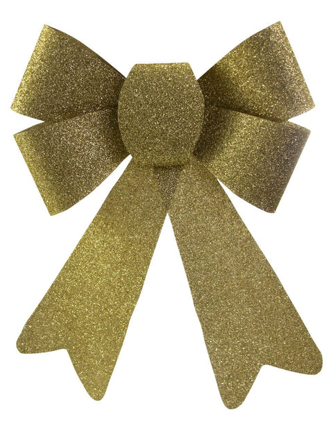 Christmas Warehouse - DECRB084 Gold Glitter Timeless Signature Structured Bow | 24cm Gold