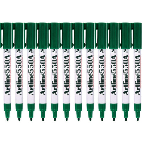 Artline 550A Whiteboard Marker 1.2 Bullet Box of 12 (Green)