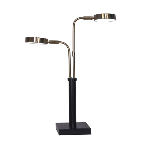 Sarantino LED Metal Table Lamp with 2 Lights (Brushed Gold/Black Finish)