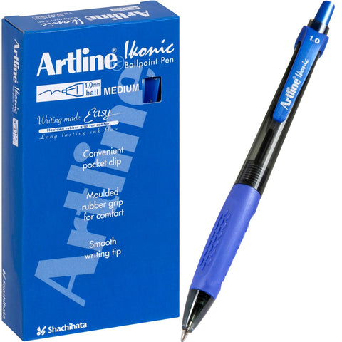 Artline 8410 Grip Retractable Ballpoint Pen Medium Box of 12 (Blue)