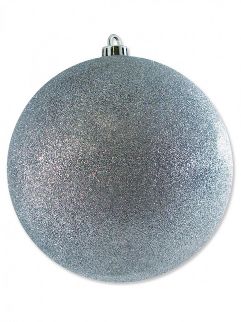 Christmas Warehouse - DECRBA23 Majestic Silver Glitter Large Display Bauble | 20cm Silver