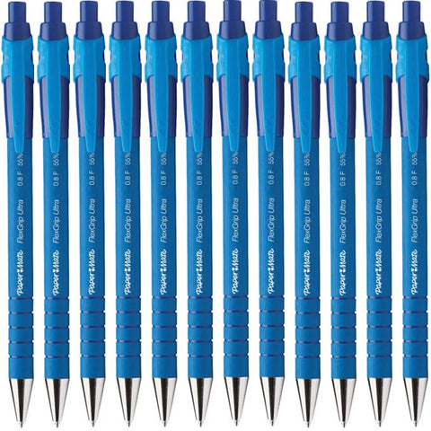 Papermate Flexgrip Retractable Ballpoint Pen Fine 0.8mm (Blue) [Box 12]