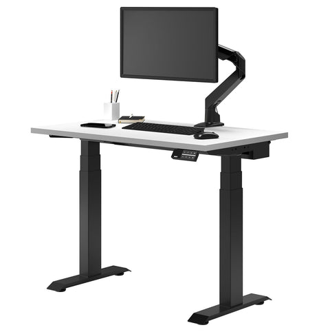 Desky Dual Mini Sit Stand Desk 900x500 White Desktop and Matte Black Frame