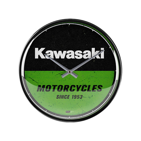 Nostalgic-Art Wall Clock Retro Kawasaki Motorcycle Design Metal Frame 30cm
