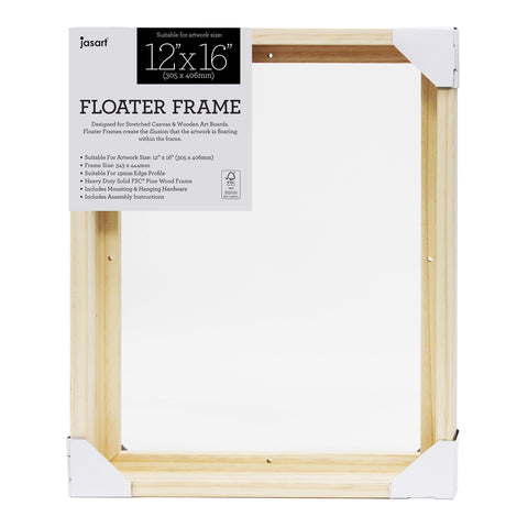 Jasart Thin Edge Artwork 12x16" Wood Floater Canvas Painting Frame Rect Natural