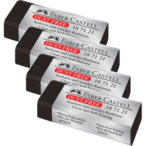 Faber-Castell Dust Free Erasers Rubber (Black) [Pack 4]