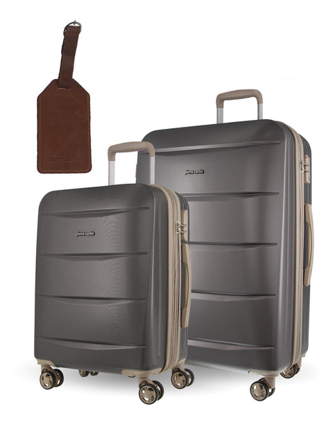Pierre Cardin Hard Medium Travel Luggage Set with Tag (Graphite) [2-Pieces]