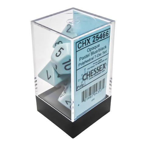 Chessex CHX 25466 Opaque Polyhedral Pastel Blue/Black 7-Die RPG Dice Set
