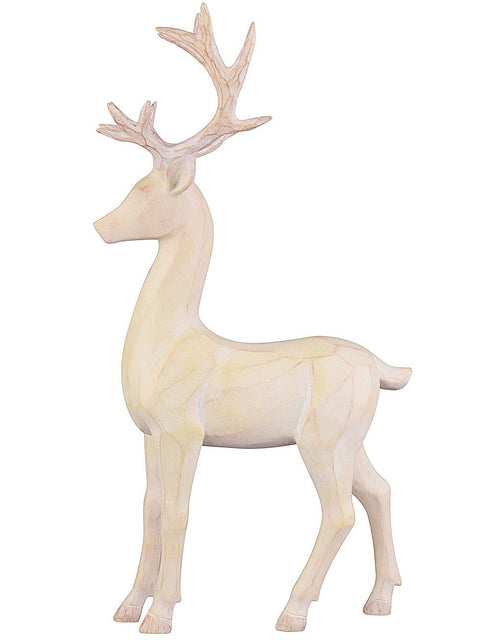 Christmas Warehouse - ORNM2505 36cm Carved Wood Style Standing Reindeer Resin Figurine Light Brown