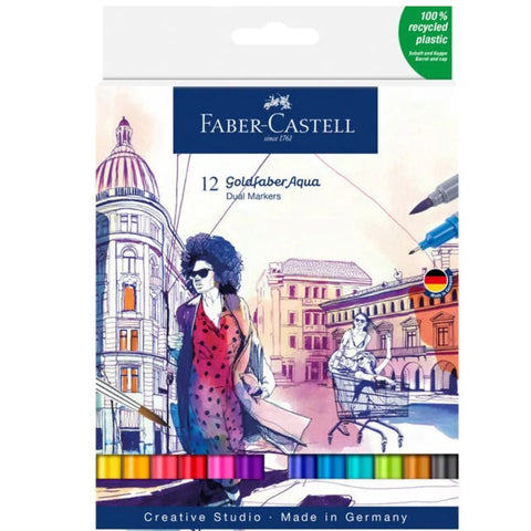 Faber-Castell Goldfaber Aqua Dual Colour Markers Wallet Pack 12