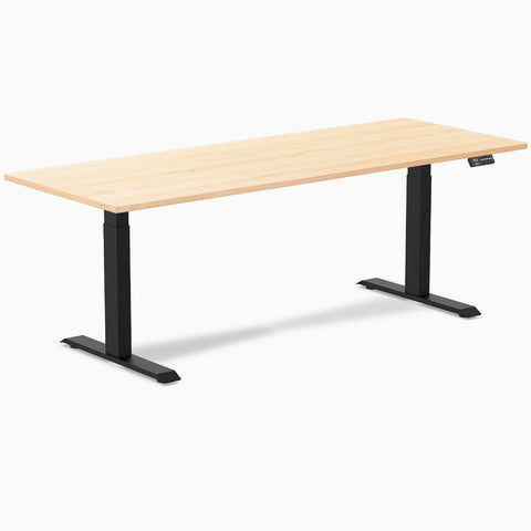 Desky Dual Hardwood Sit Stand Desk 200cm Maple Desktop and Matte Black Frame